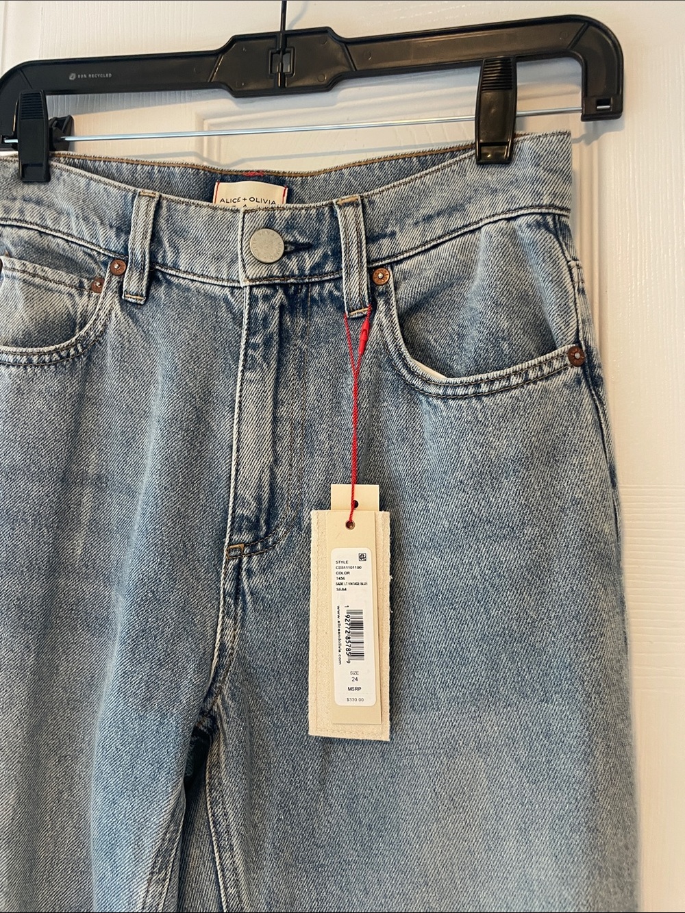 Alice + Olivia Vintage Blue High-Rise Wide Leg Jeans - Picture 4 of 6